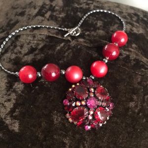 Handmade antique broach necklace